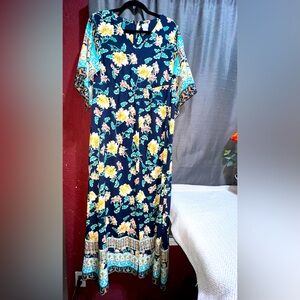 Chicos Imperial Kimono Dress Beach Floral Tropical